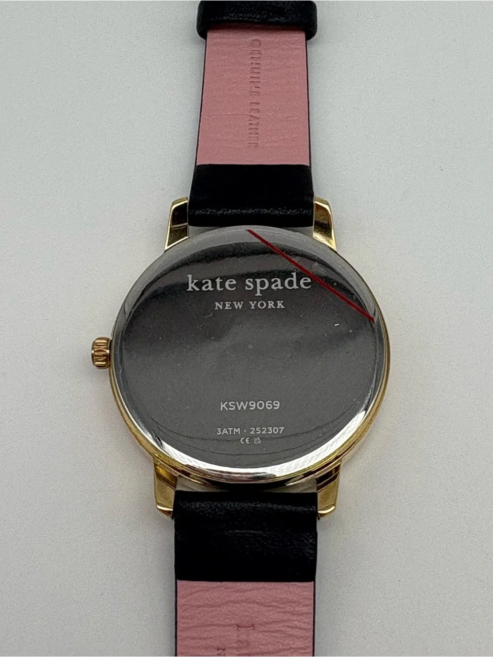 KATE SPADE Metro Black Gold Bulldog Puppy Dog Leather Watch